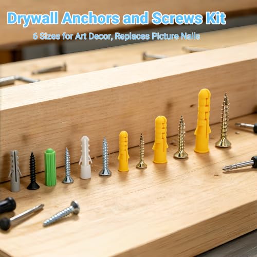 130Pcs Drywall Anchors Screws Kit, 6 Sizes Plastic Expansion Wall Fasteners - color: 130PCS 6-Sizes