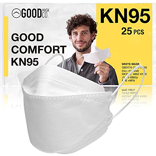 Good Mask Co. Good Comfort KN95, Disposable KN95, Folding, Comfortable, Bulk Face Masks (25 Pack of Masks, White) - color: Adult - 25pk - White