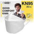 Good Mask Co. Good Comfort KN95, Disposable KN95, Folding, Comfortable, Bulk Face Masks (25 Pack of Masks, White) - color: Adult - 25pk - White