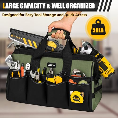 UUP 18" Large Tool Bag, Heavy Duty Spacious Carry Tool Box Organizer, Green - color: Green, size: 18 Inch