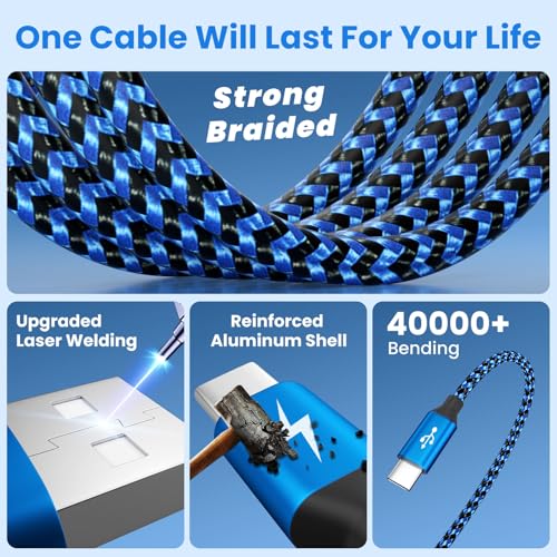 4 in 2 Multi Charging Cable, USBA/C Universal Charging Cords 2 Pack 5FT - color: Dark Blue