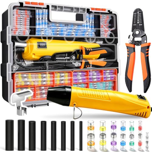 532PCS Heat Shrink Solder Seal Wire Connectors Kit with Mini Heat Gun, Solder Stick Wire Connectors Waterproof Wire Electrical Connector Kit for Marine, Automotive, Boat, Truck (26-6 Gauge) - size: 532PCS