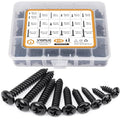 VIGRUE 410Pcs Stainless Steel Black Wood Screws Set #4#6#8#10 Phillips Pan Head Sheet Metal Screws Self Tapping Wood Screws Assortment Kit, Length 1/4" to 1-1/2" - style: 410PCS #4#6#8#10 Stainless Steel Black Pan Head