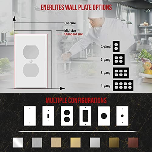 ENERLITES Duplex Receptacle Outlet Metal Wall Plate, 1-Gang, White Gloss - color: White Gloss, size: Standard Size