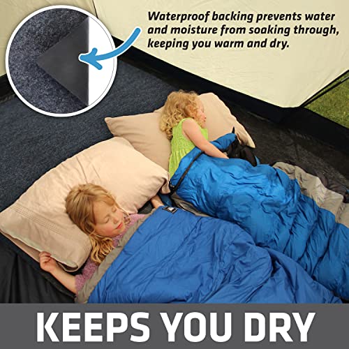 Drymate Tent Carpet Mat, Protective Waterproof Liner Keeps You Warm & Dry, Camping Floor Rug Accessory (7'4" x 8'4"), Durable, Lightweight, Soft & Comfortable, Trimmable Material (USA Made) (Charcoal) - size: 7'4" x 8'4" (Rectangular)