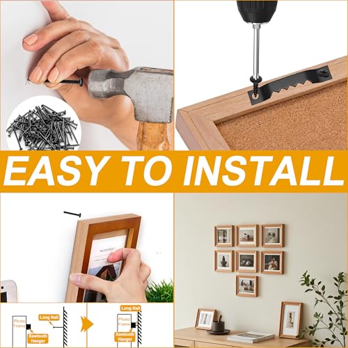 281 Pcs Sawtooth Picture Hangers,Small & Heavy-Duty Wall Hanging Kit,Include 60 Sawtooth Picture Frame Hangers,120 Screws and 100 Nails,Level,2 Sizes for Photo Frame Hooks,Art,Canvas,Picture Hanging