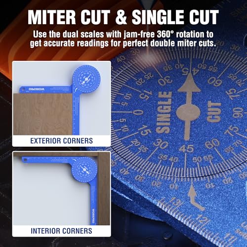WORKPRO 7.3 Inch Aluminum Miter Saw Protractor, Precision Angle Finder