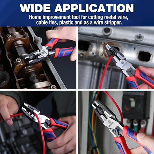 WORKPRO 6-in-1 Linesman Pliers with Wire Cutter and Stripper, 8 Inch