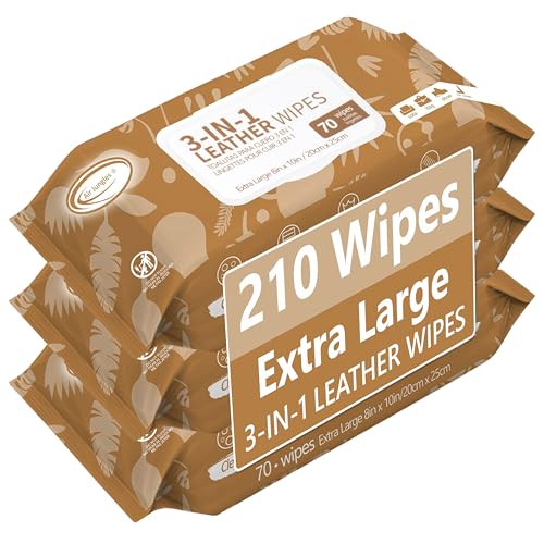 Air Jungles 3in1 Leather Cleaner Wipes 70 Count (3 Pack), XL 8x10 Inch - size: 70 Count (Pack of 3)