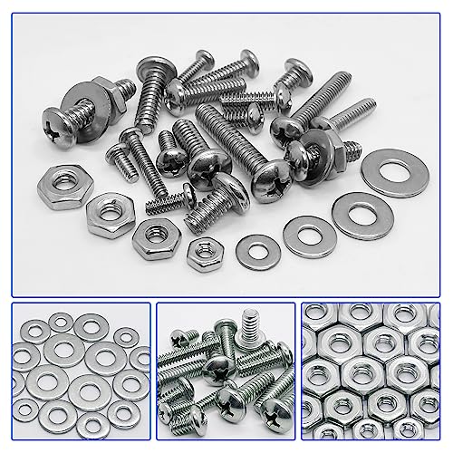 1110PCS Nuts and Bolts Assortment Kit, Stainless Steel Hardware Assortment Kit with Assorted Screws, Nuts, Bolts and Washers（#4-40#6-32#8-32#10-24）