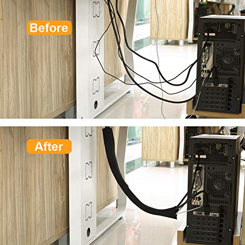 CableCreation Cable Management Sleeve, 19-20 Inch Cord Management Sleeves with Zipper and Bundling Ties for TV/Computer/Home Entertainment Cable Wrap Cover Organizer,4 Pack, Black