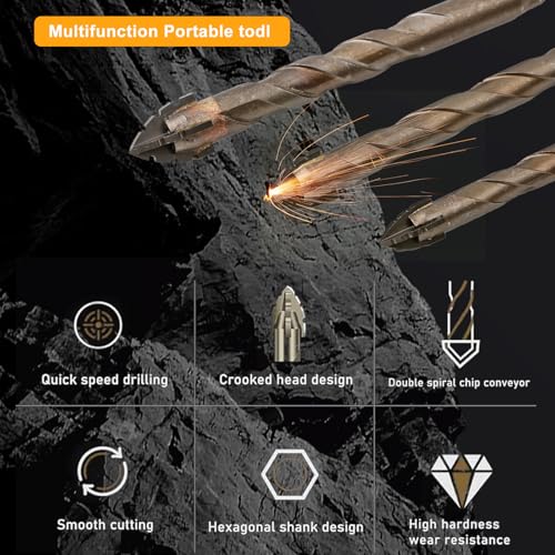 5 Count Four Edged Serrated Eccentric Drill Bit Set,New Four-Flute Sawtooth Eccentric Drill Bit, for Stone, Glass, Concrete, Wood, Brick, Metal (5pack) - style: 5pack