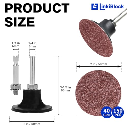 150Pcs 2 inch R-Type Quick Change Aluminum Oxide Surface Conditioning Sanding Discs Set 40 Grit with Adapter & Backing Pad - style: 40 Grit