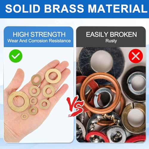 MECCANIXITY 320 Pack Brass Flat Washer, M3 Copper Washers Crush Washer Kit Assortment, 3mm ID, 6mm OD, 0.5mm Thick for Bolts Screws Machinery Repair, Outdoor Construction - size: 1/4" OD x 1/8" ID x 0.5mm