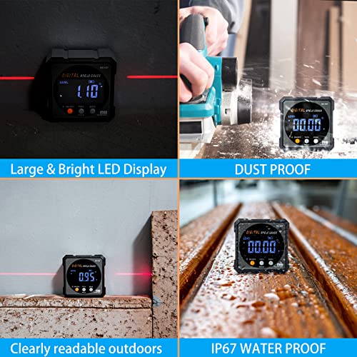 Digital Angle Finder & Gauge, Magnetic Dual Laser Inclinometer - color: Grey