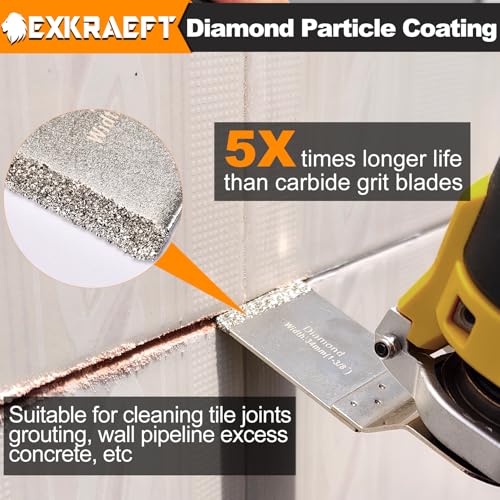 EXKRAEFT 5PCS Diamond Oscillating Multi Tool Blades for Grout Removal - size: 5PCS