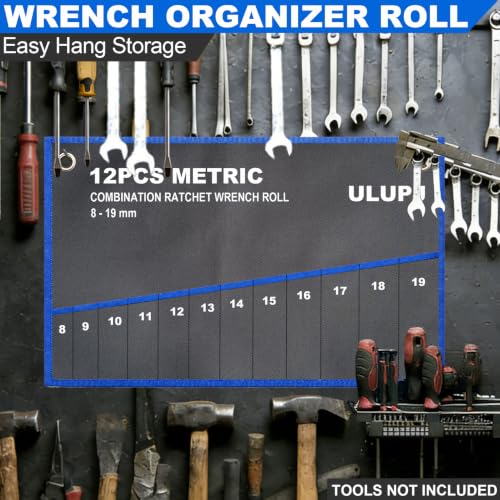 2PCS Wrench Roll Up Organizer Pouch, Tool Wrap Storage Bag 10 SAE+12 Metric