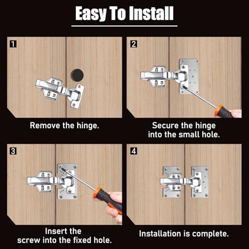 20 Pcs Cabinet Hinge Repair Replacement Kit, Upgraded Half Square Cabinet Hinge Repair Plate Kit Hinges Repairs Board, CabinetHinges Repairs Brackets with Screws (Half-Square) - size: 3.54 x 1.97 inches
