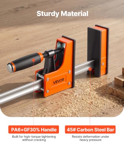 VEVOR Bar Clamps for Woodworking, 4-Pack, 24" Opening F Clamps, 1500 lbs Load Limit, Clamp/Spreader 2 Modes, Soft Rubber Pads, Ergonomic Handle, Carbon Steel Bar, for Wood Working and Metal Working - size: 24"(4 Pack), style: Heavy-Duty