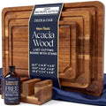 Deer & Oak Non Toxic 3-Piece Acacia Cutting Board Set with Stand