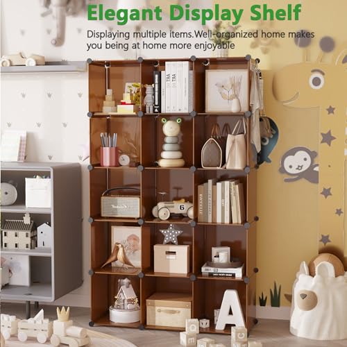 C&AHOME 16 Cube Storage Organizer Cube Shelves Units Storage Cubes, Brown - color: Brown