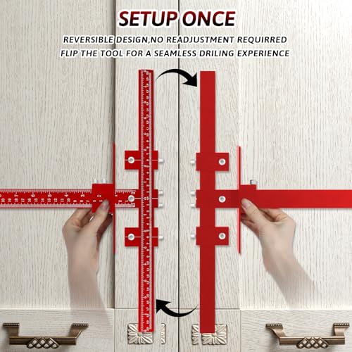 Cabinet Hardware Jig Template-Woodworking Punch Locator Drill Hole Guide - color: Red