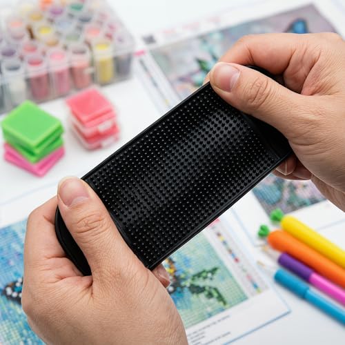 7 Pack Diamond Painting Sticky Mats, Anti Slip Gel Pads for Diamond Art Tools and Trays, Reusable Sticky Holder Pads for 5D Diamond Painting Kits, Craft Accessories for Adults