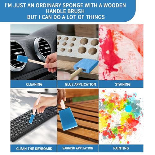 Foam Paint Brushes, 48 Pcs -10 Sizes, Paint Sponge, Premium Foam Brushes - color: Blue