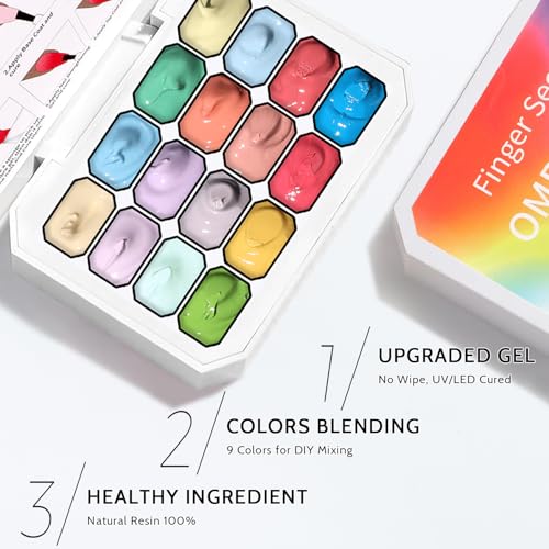 Ombre Gel Polish Palette,16Colors Pat Gel Paint Nail Art Kit Sponge Patting - color: 16 Colors G
