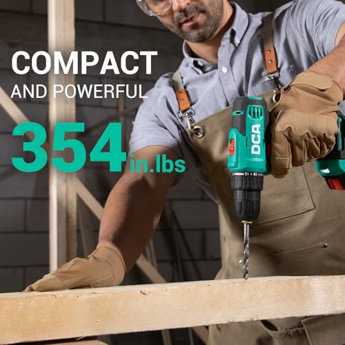DCA Cordless Drill Set, 354 in-lbs Torque, 3/8" Keyless Chuck, Electric Power Drill with 2.0Ah Battery and Charger,18+1 Position,25-Piece 20V Drill Driver Kit, ADJZ2035 - size: 1*Battery