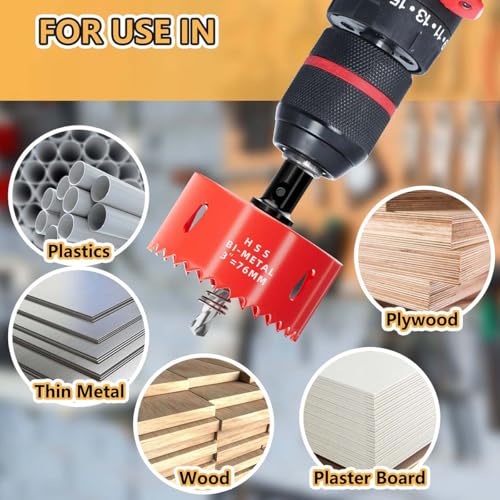 3 in. Bi-Metal Hole Saw Drill Bit - General Purpose Saw for Wood, Plywood, Cornhole, Ceiling, and Drywall - Includes Arbor & Pilot Bit - size: 3"(76mm)