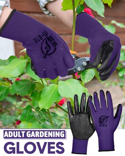 Nuogo 24 Pairs Gardening Gloves for Men Women Rubber Coated Landscaping Work Gloves Safety Work Construction - color: Purple