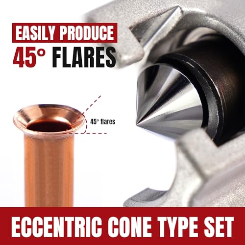 Thorstone 45 Degree Eccentric Flaring Tool Kit for HVAC, Red - size: 7 Sizes (3/16"-3/4")
