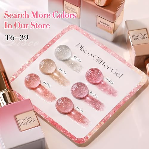 Double Rhythm 0.5Oz Glitter Gel Polish Shimmer Reflective Color for Nail Art Salon DIY Soak Off 15ml Nail Lamp Gel Polish at Home (Light Pink-B1173) - color: Blossom Pale Pink