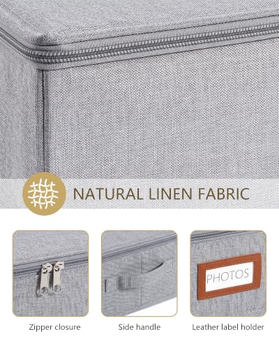 HULISEN Photo Storage Box, Photo Organizer for 2000 4x6 Pictures, Grey - color: Grey