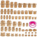 60Pcs Brass Pipe Fittings Assortment Kit,1/8" 1/4" 3/8" 1/2" NPT | Reducer Bushing,Hex Nipple,Reducing Hex Coupling,Hex Heand Plug,End Cap and Socket Plug Fitting Kit