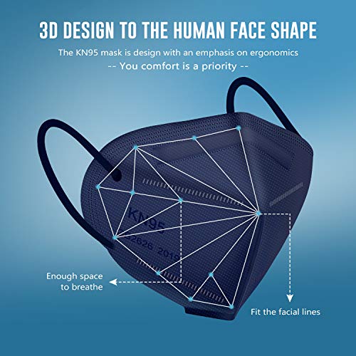 WWDOLL KN95 Face Mask 25 Pack, 5-Layers Breathable Disposable KN95 Masks - color: Purple