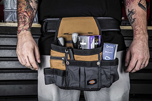 Dickies 8-Pocket Padded Tool Belt/Utility Pouch, Adjustable 3-Inch Belt, Durable Canvas Construction, Tan/Grey - color: Tan
