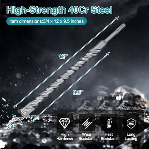 3/4 Inch x 12 Inch SDS Plus Rotary Hammer Drill Bit - size: 3/4", style: 12 Inch