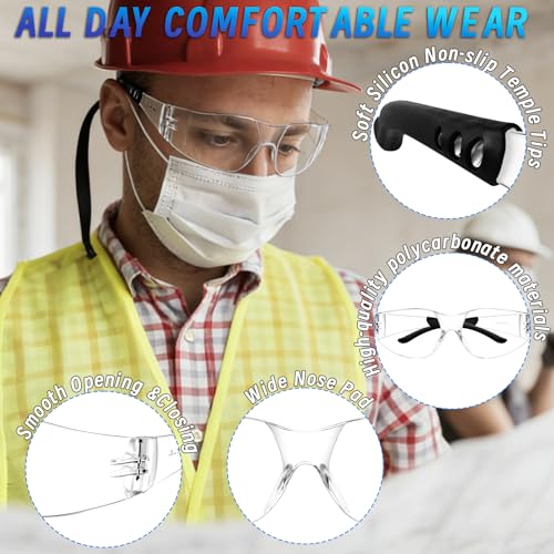 80 PCS Clear Safety Glasses Bulk for Men Women ANSI Z87.1 Safety Goggles - color: Clear