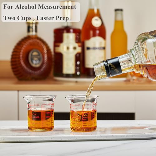 Ackers BORO3.3 2 oz Glass Measuring Cups with V-Shaped Spout, 2 Pack - size: 60 ML (2 Oz)-Pack of 2