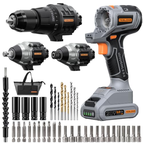 Teslong 20V MAX 3-in-1 Cordless Tool Kit, Impact Wrench, Drill & Driver