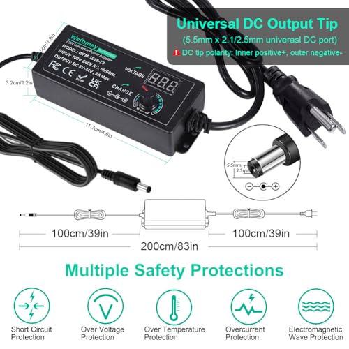 Universal Power Supply 3V~24V 3A 72W Adjustable Variable 3V 5V 6V 9V 12V 15V 18V 20V 24V AC/DC Adapter Charger, 100V-240V AC to DC Converter with 14 Tips and Polarity Converter - style: 3~24V3A 72W
