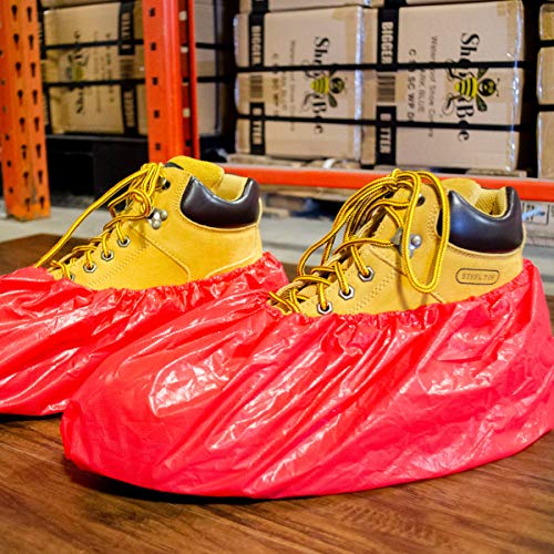 ShuBee Waterproof Shoe & Boot Covers Slip-Resistant Disposable for Plumbing Construction Floor Protection - 40 Pair - color: Waterproof Red