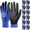 OKIAAS PU Coated Work Gloves Men, Ultra Grip & Lightweight, 12 Pairs Bulk - color: Blue (12 Pairs), size: X-Large