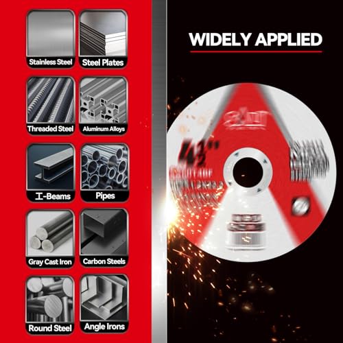 100 Pack 4-1/2 Inch Cut Off Wheels, Thin Cutting Discs .045" x 7/8" with Aluminum Oxide Grit, Aggressive Cutting for Metal & Stainless Steel, Compatible with Angle Grinders (100)