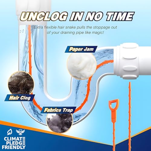 Drain Clog Remover, 25inch Drain Snake Hair Remover(3pcs), Hair Catcher Drain Auger Cleaner Tool Set For Toilet, Kitchen Sink, Bathroom Tub, Sewer