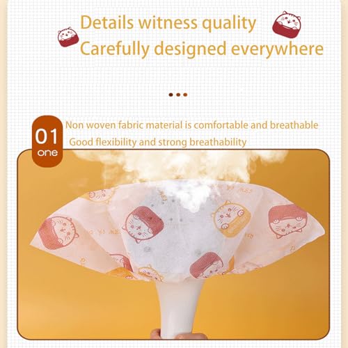 50 Pairs Disposable Shoe Covers, Kids Cat Print with Double Elastic Cuffs