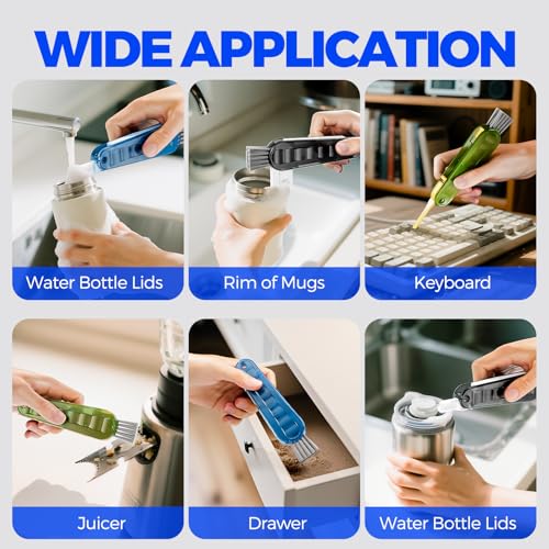 Holikme 6 Pack 4 in 1 Cup Lid Cleaning Brush 3 Straws Bottle Brush,Black - color: Navy & Black & Olive