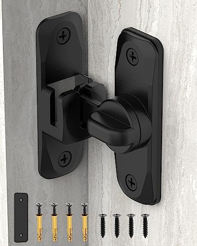 90/180 Degree Barn Door Latch Lock with Spacer, Black, 1 Pack - color: Black-1Pc